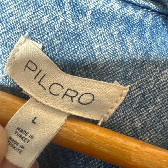 Anthropologie Pilcro The Becca Denim Shirt Large Regenerative Cotton Acid Wash - Picture 6 of 13
